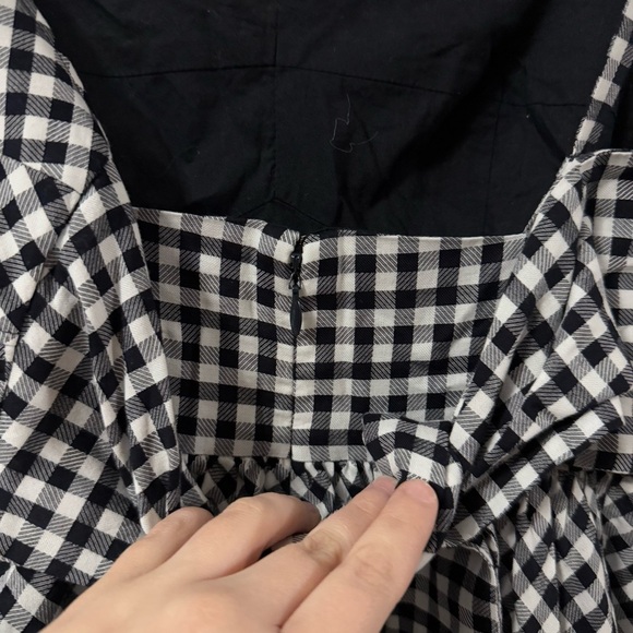 NWT J. Crew Bubble A Line Dress Black White Gingham Sleeveless Bow Cotton - Picture 12 of 16